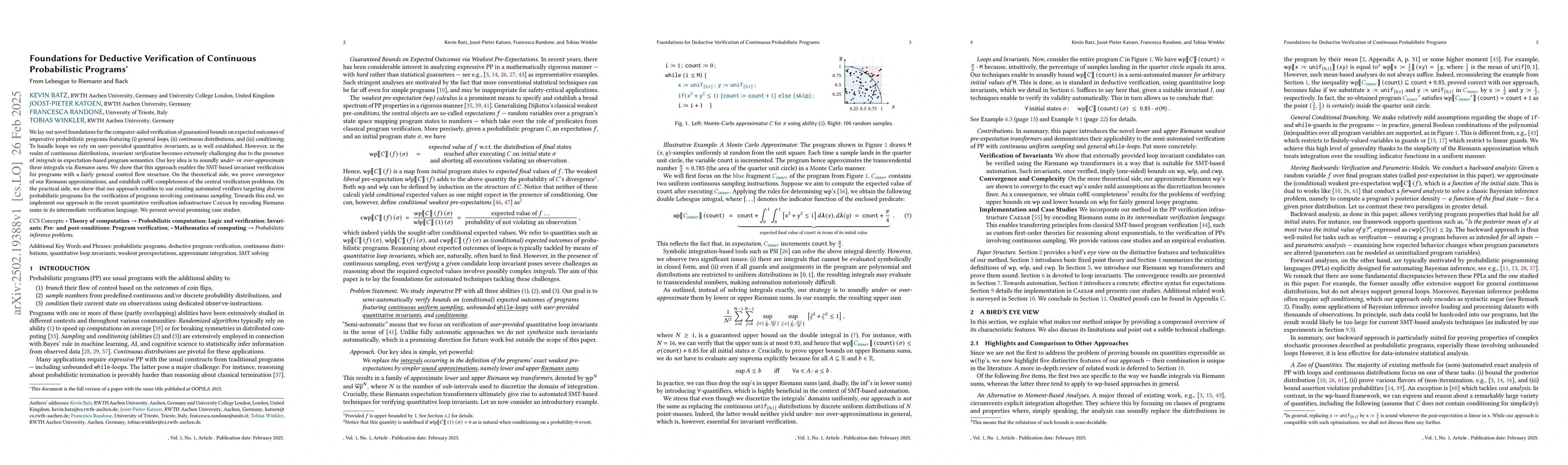 Thumbnail for Foundations for Deductive Verification of Continuous Probabilistic
  Programs: From Lebesgue to Riemann and Back