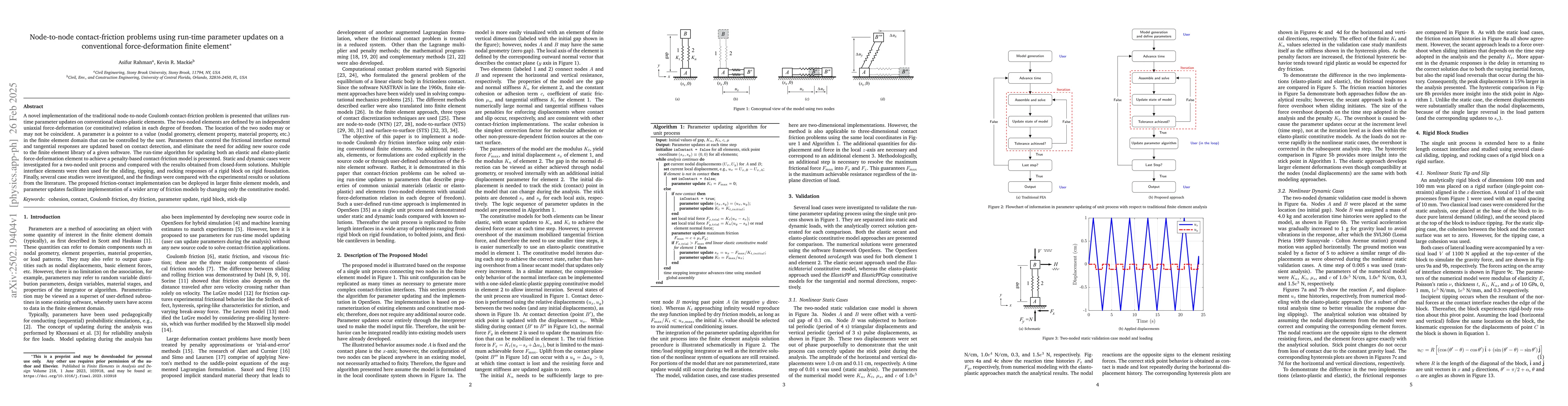 Thumbnail for Node-to-node contact-friction problems using run-time parameter updates
  on a conventional force-deformation finite element