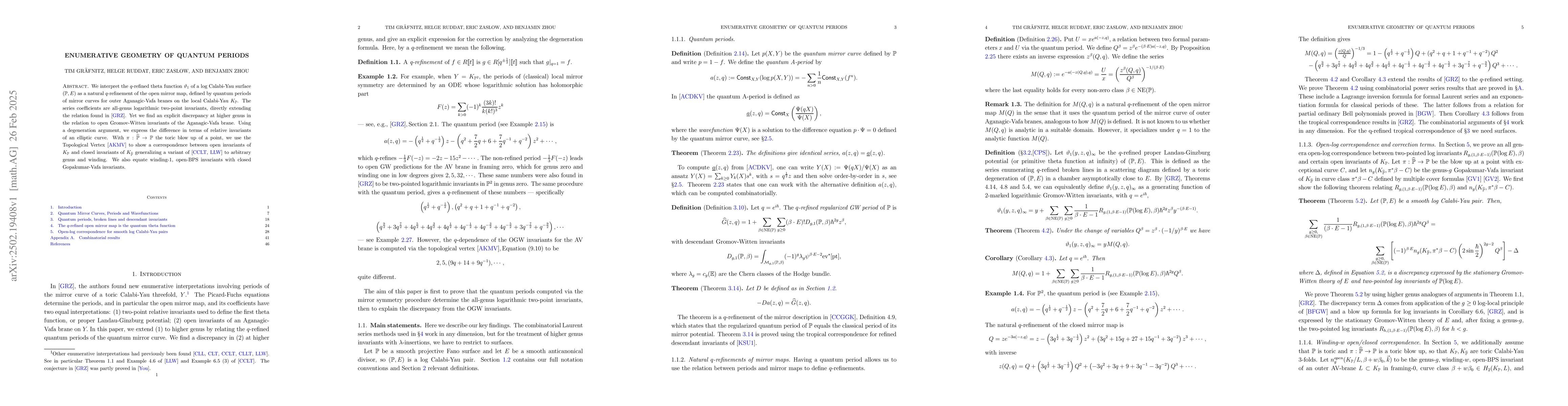 Thumbnail for Enumerative Geometry of Quantum Periods