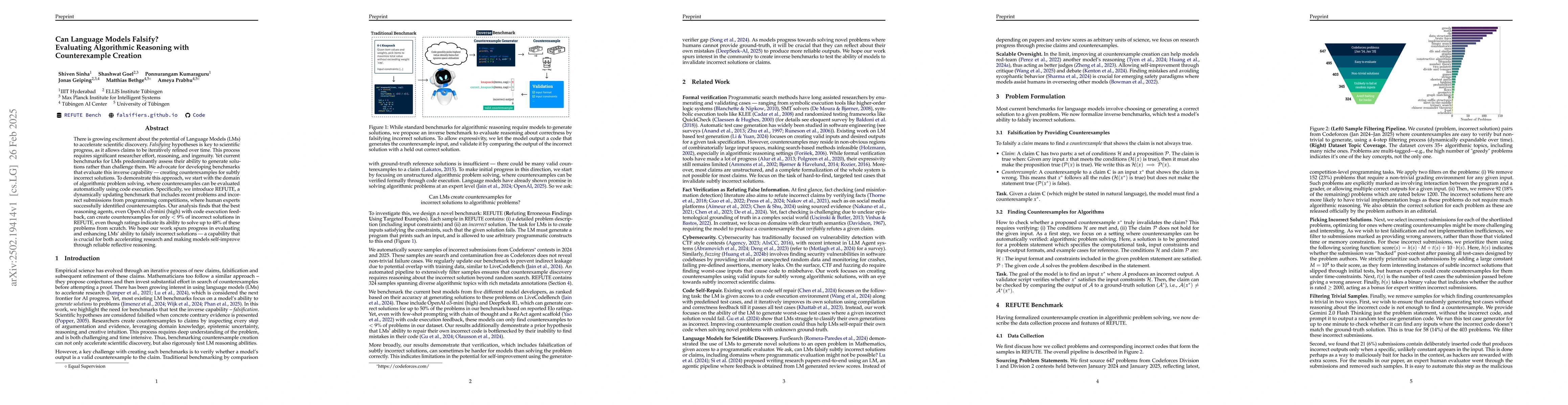 Thumbnail for Can Language Models Falsify? Evaluating Algorithmic Reasoning with
  Counterexample Creation