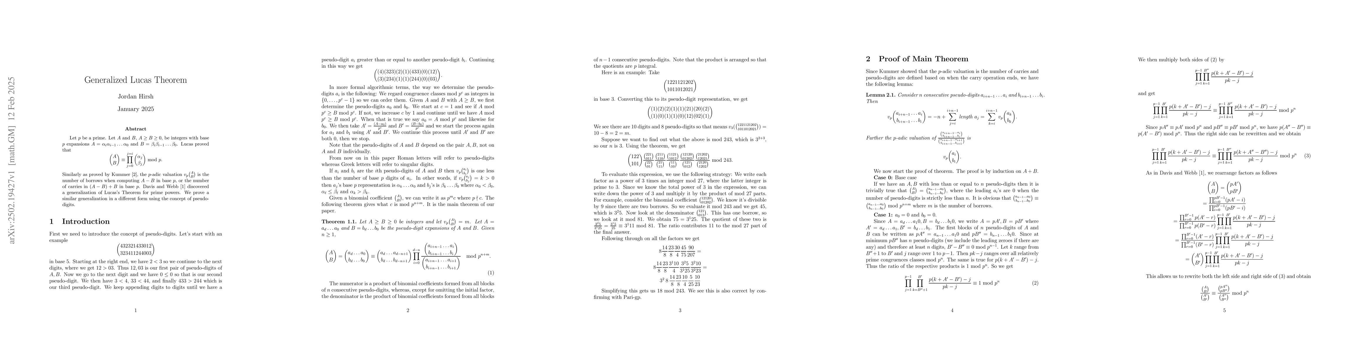 Thumbnail for Generalized Lucas Theorem