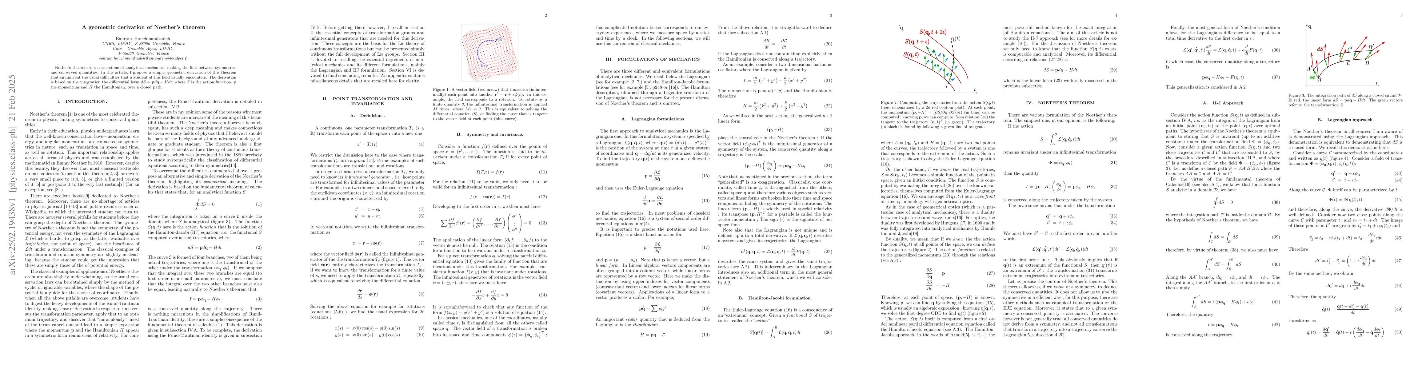 Thumbnail for A geometric derivation of Noether's theorem