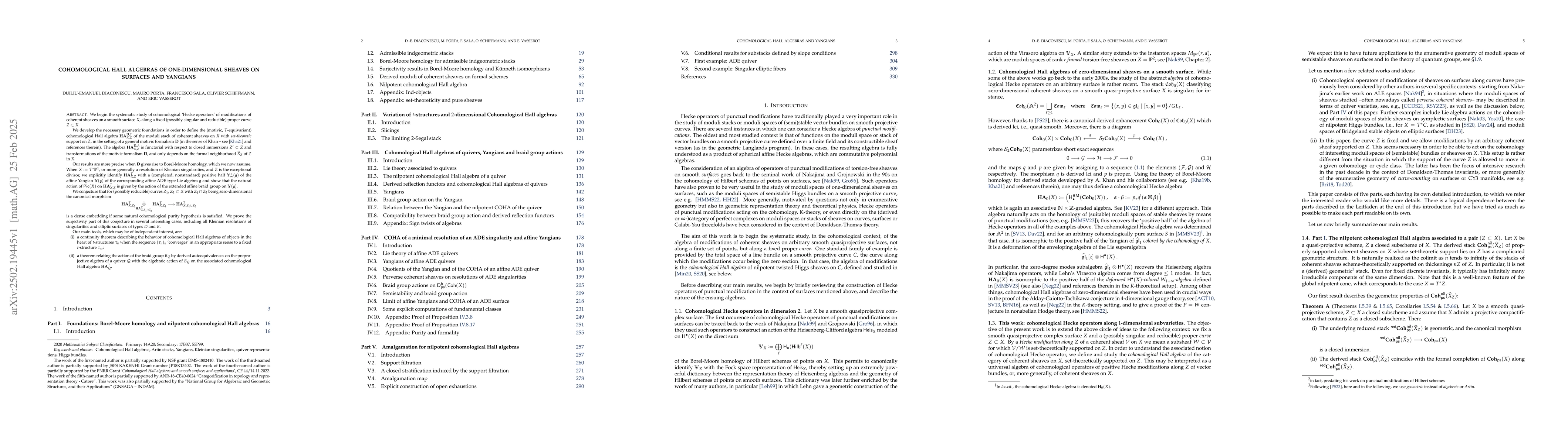 Thumbnail for Cohomological Hall algebras of one-dimensional sheaves on surfaces and
  Yangians