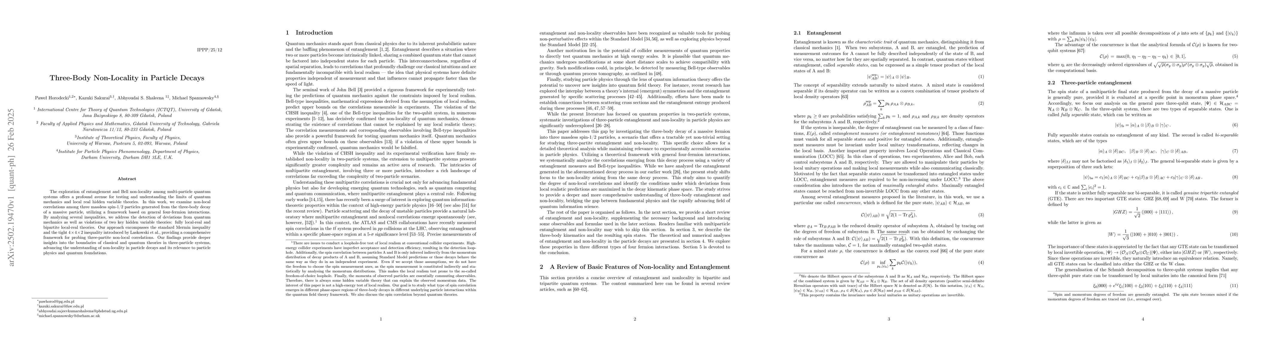 Thumbnail for Three-Body Non-Locality in Particle Decays