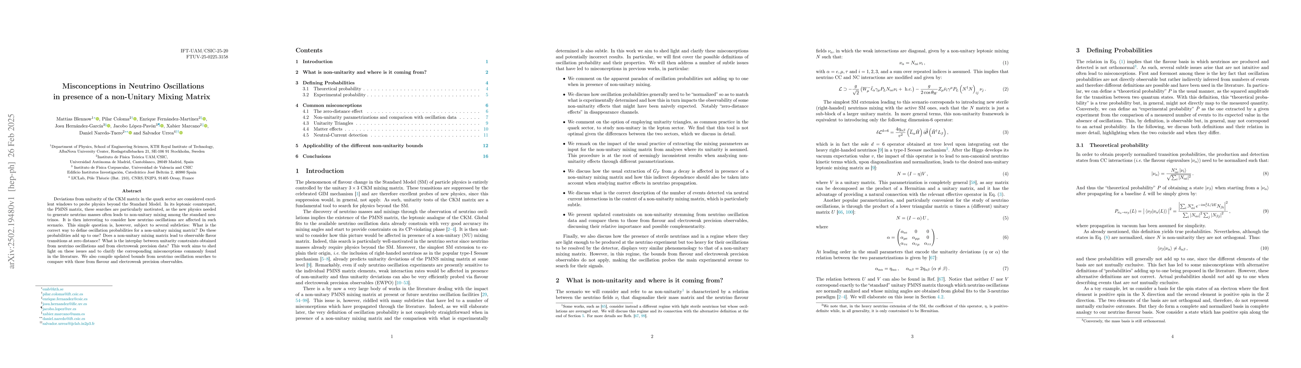 Thumbnail for Misconceptions in Neutrino Oscillations in presence of a non-Unitary
  Mixing