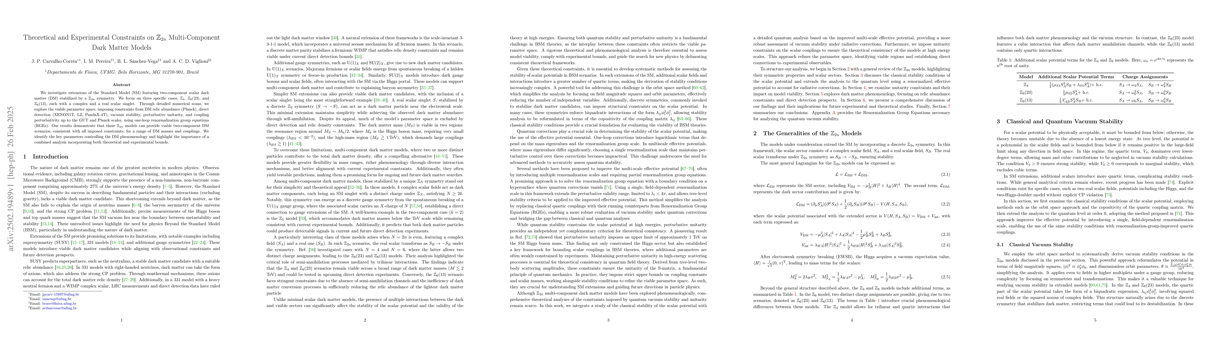 Thumbnail for Theoretical and Experimental Constraints on $\mathbb{Z}_{2n}$
  Multi-Component Dark Matter Models