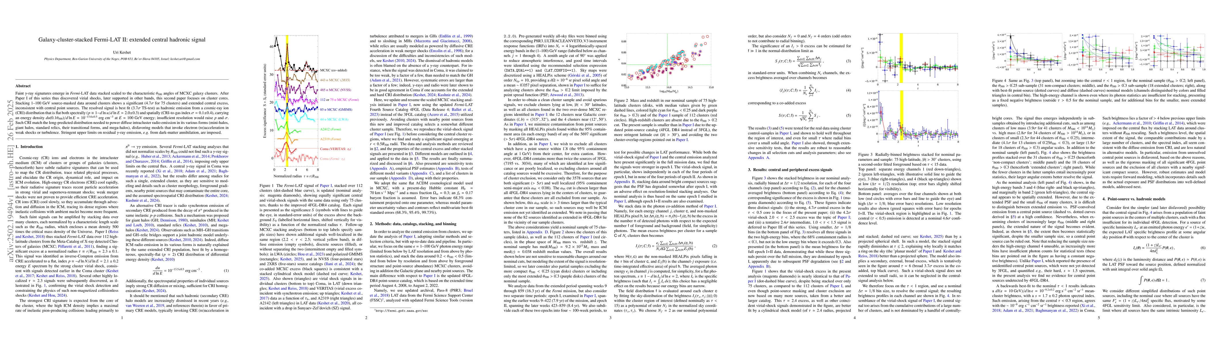 Thumbnail for Galaxy-cluster-stacked Fermi-LAT II: extended central hadronic signal