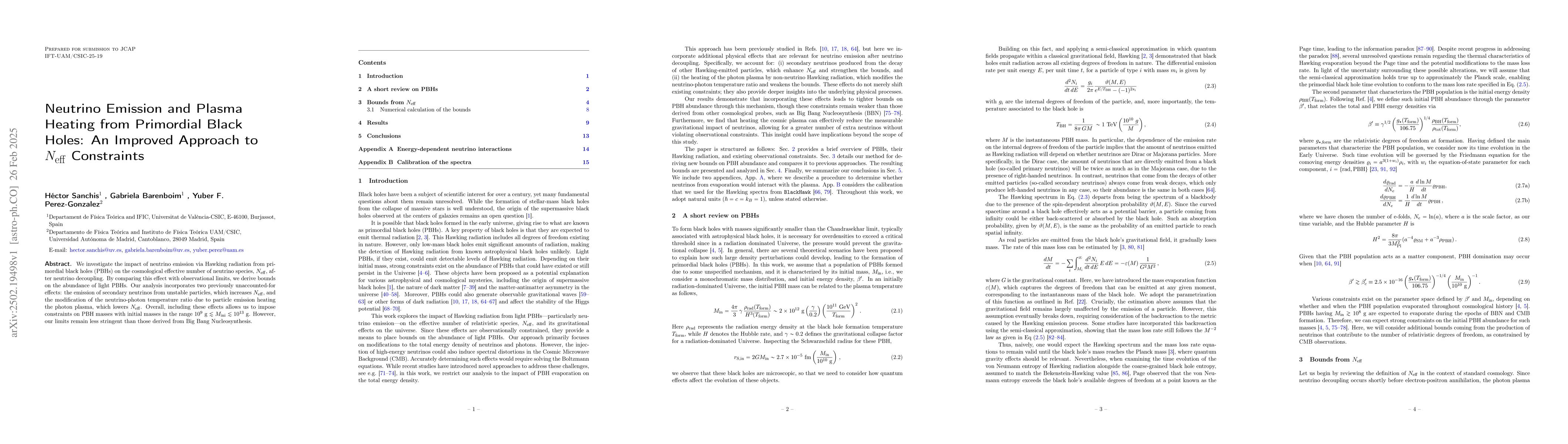 Thumbnail for Neutrino Emission and Plasma Heating from Primordial Black Holes: An
  Improved Approach to $N_\mathrm{eff}$ Constraints