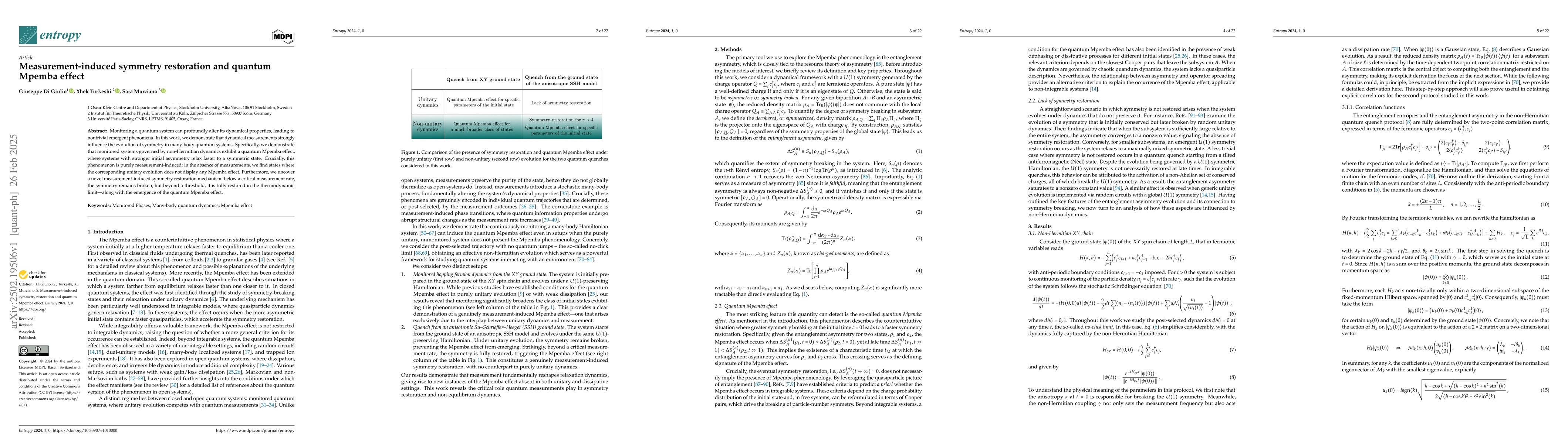 Thumbnail for Measurement-induced symmetry restoration and quantum Mpemba effect