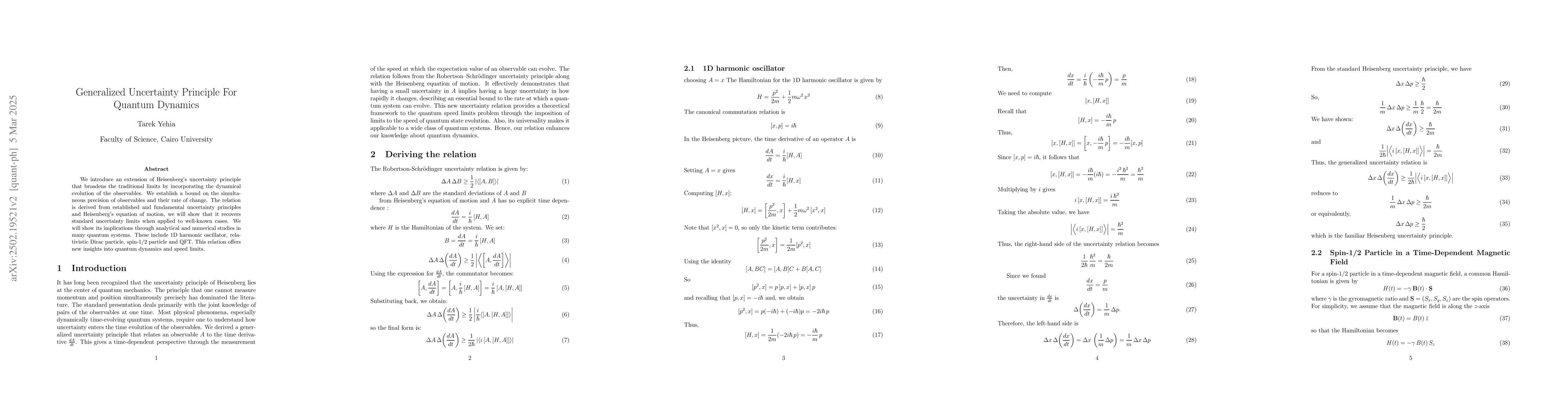 Thumbnail for Generalized Uncertainty Principle For Quantum Dynamics