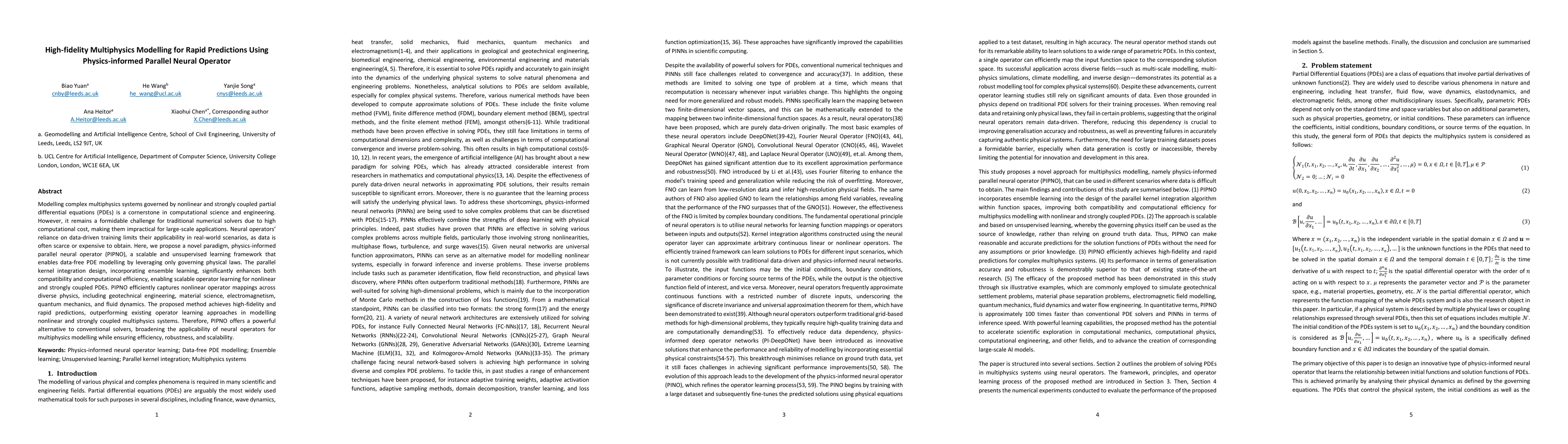 Thumbnail for High-fidelity Multiphysics Modelling for Rapid Predictions Using
  Physics-informed Parallel Neural Operator