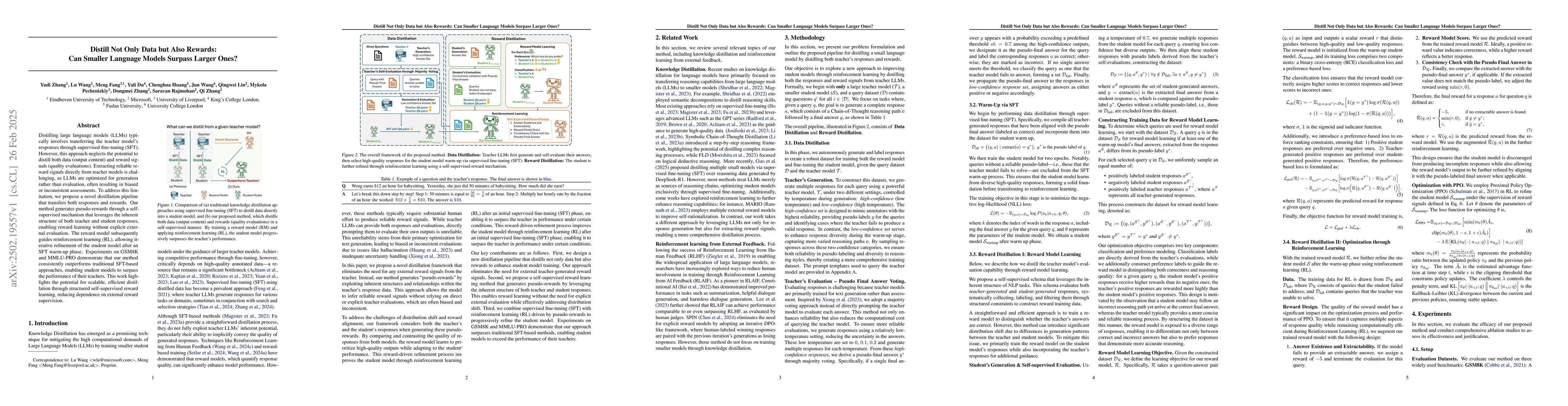 Thumbnail for Distill Not Only Data but Also Rewards: Can Smaller Language Models
  Surpass Larger Ones?