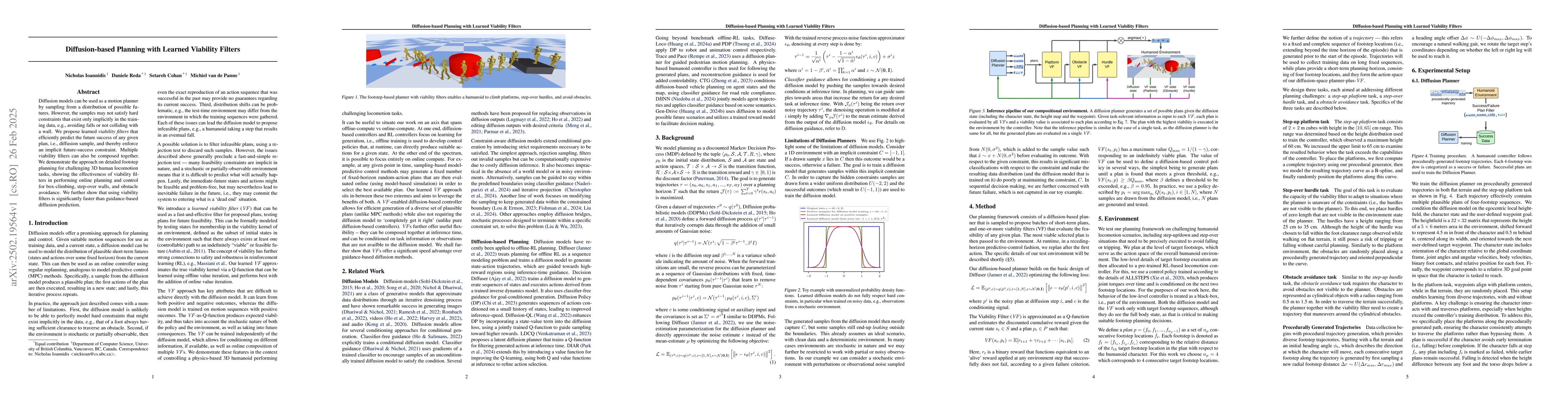 Thumbnail for Diffusion-based Planning with Learned Viability Filters