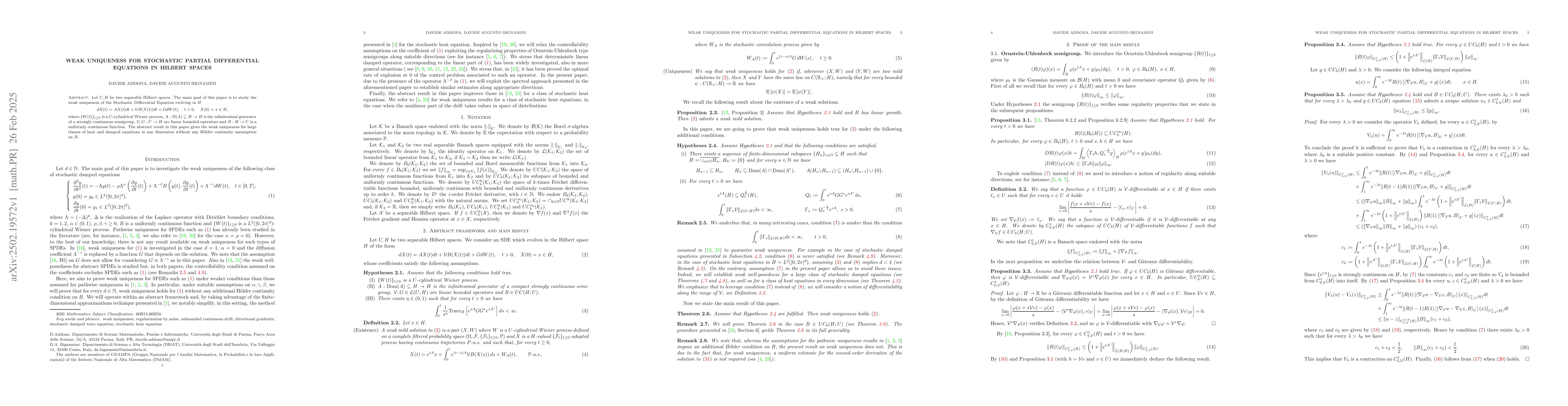 Thumbnail for Weak uniqueness for stochastic partial differential equations in Hilbert
  spaces