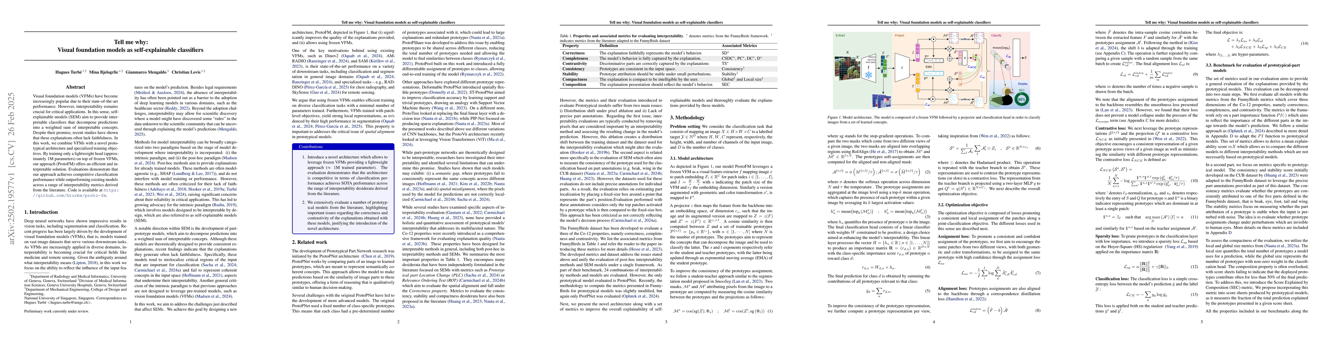 Thumbnail for Tell me why: Visual foundation models as self-explainable classifiers