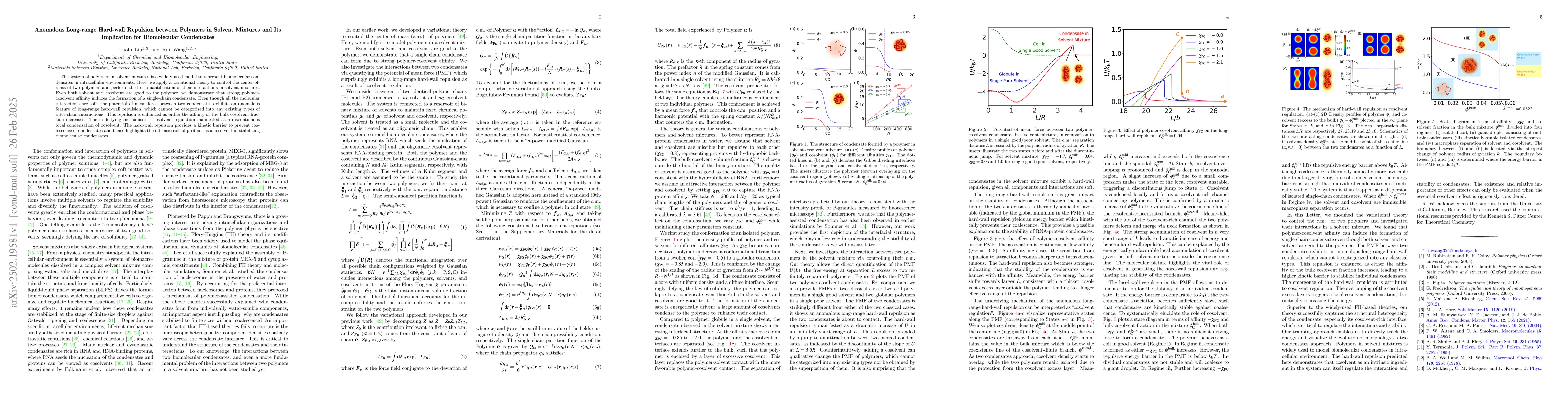 Thumbnail for Anomalous Long-range Hard-wall Repulsion between Polymers in Solvent
  Mixtures and Its Implication for Biomolecular Condensates