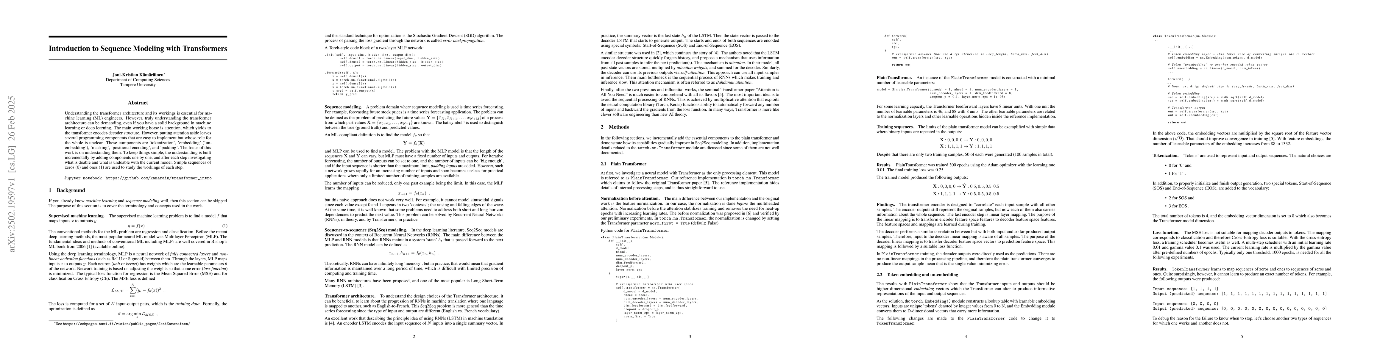Thumbnail for Introduction to Sequence Modeling with Transformers