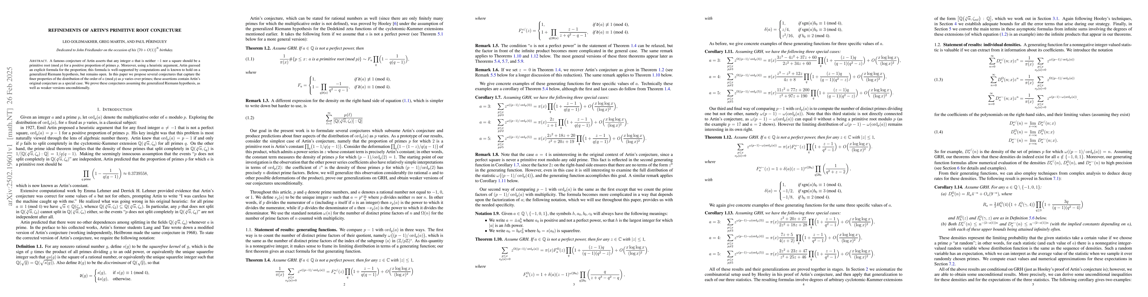 Thumbnail for Refinements of Artin's primitive root conjecture