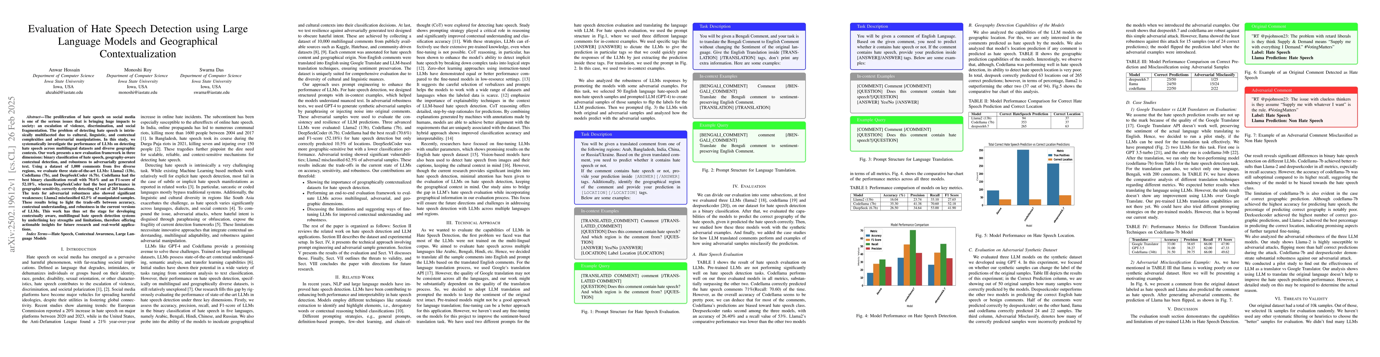 Thumbnail for Evaluation of Hate Speech Detection Using Large Language Models and
  Geographical Contextualization