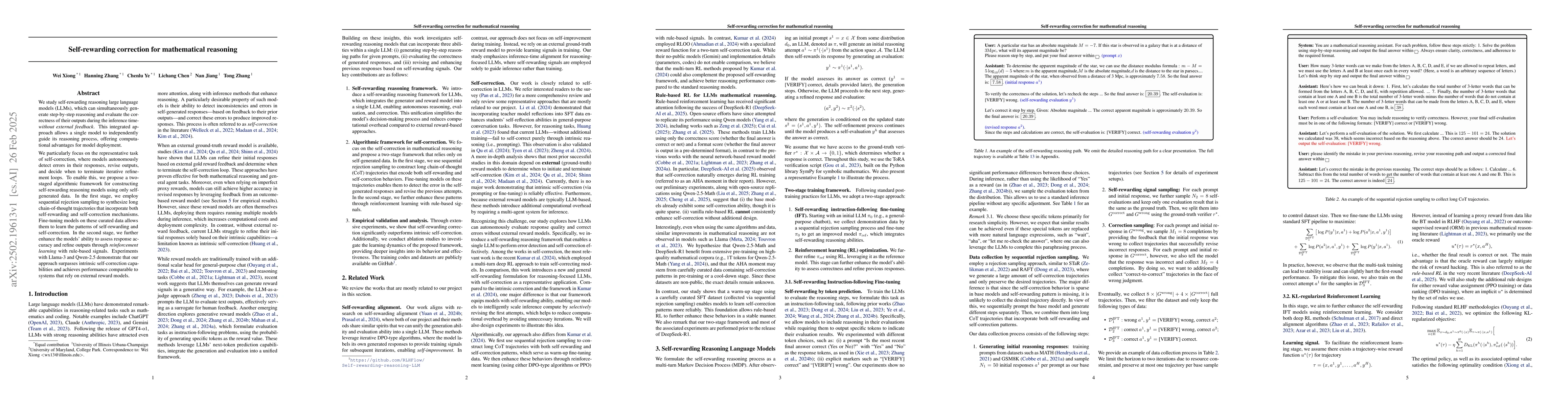 Thumbnail for Self-rewarding correction for mathematical reasoning