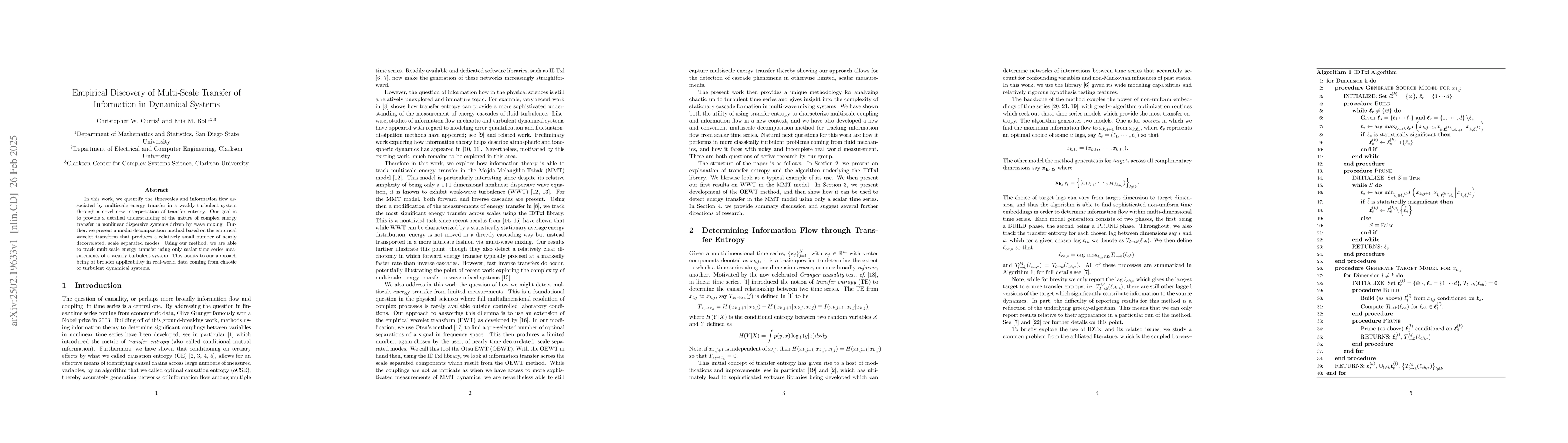 Thumbnail for Empirical Discovery of Multi-Scale Transfer of Information in Dynamical
  Systems