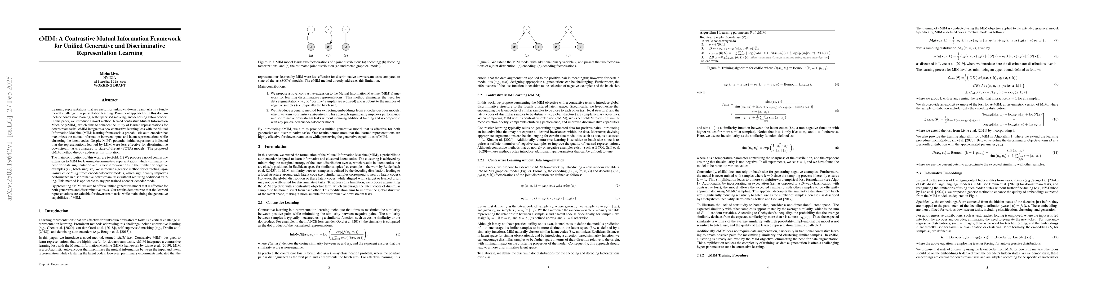 Thumbnail for cMIM: A Contrastive Mutual Information Framework for Unified Generative
  and Discriminative Representation Learning