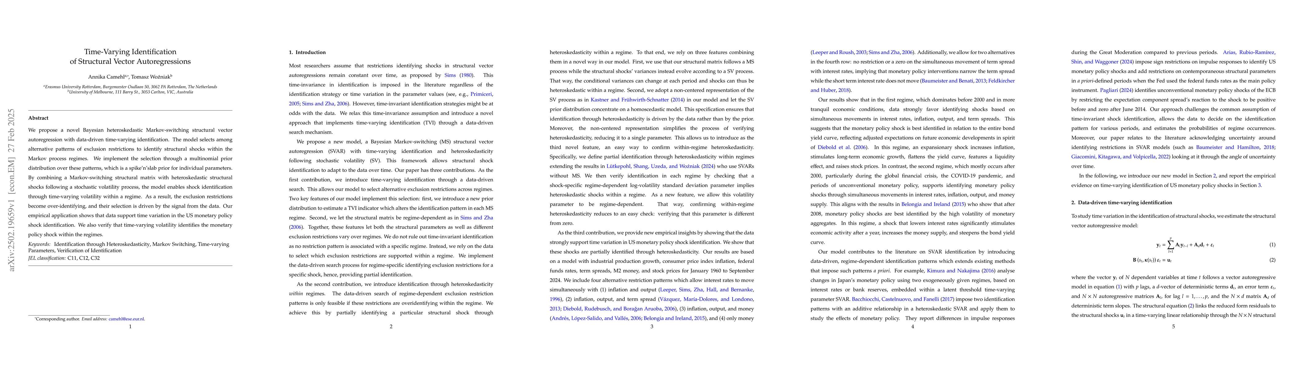 Thumbnail for Time-Varying Identification of Structural Vector Autoregressions
