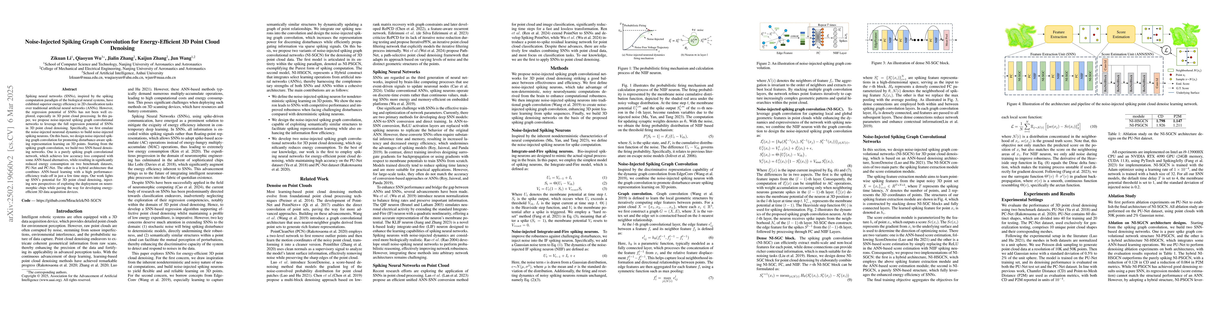 Thumbnail for Noise-Injected Spiking Graph Convolution for Energy-Efficient 3D Point
  Cloud Denoising