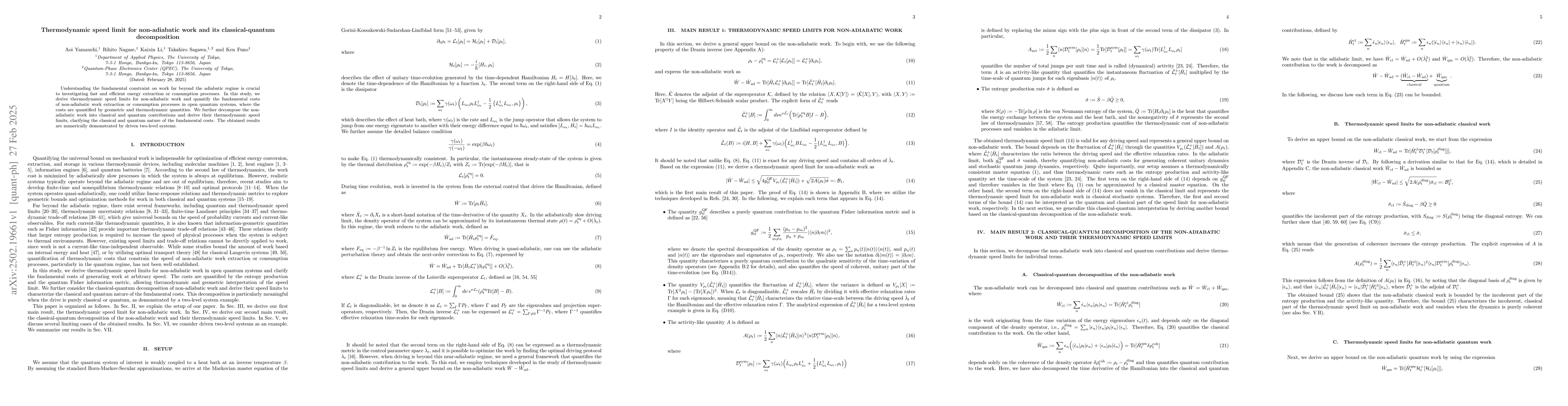 Thumbnail for Thermodynamic speed limit for non-adiabatic work and its
  classical-quantum decomposition