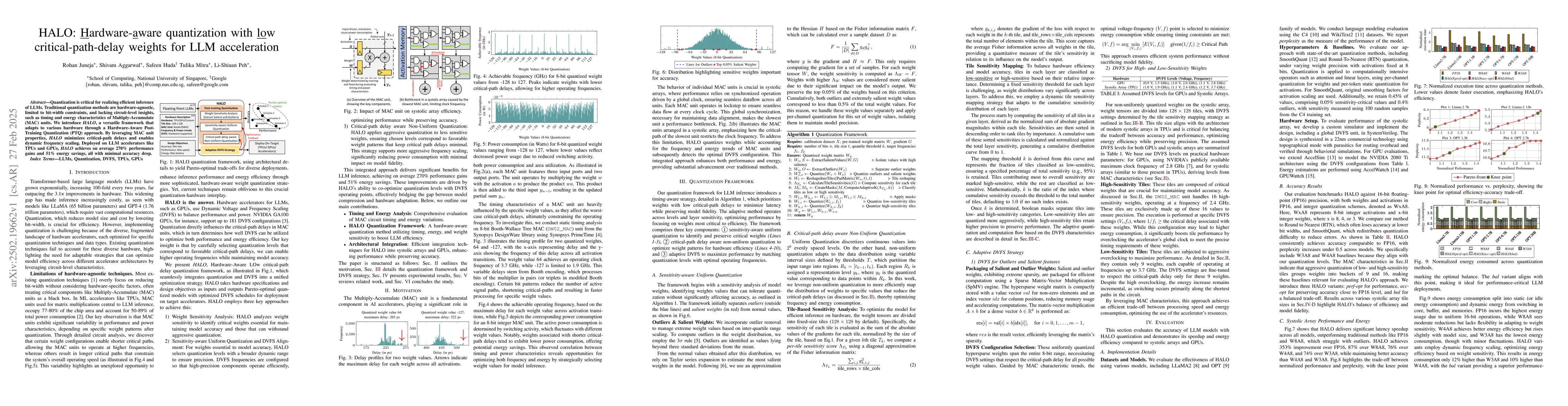Thumbnail for HALO: Hardware-aware quantization with low critical-path-delay weights
  for LLM acceleration