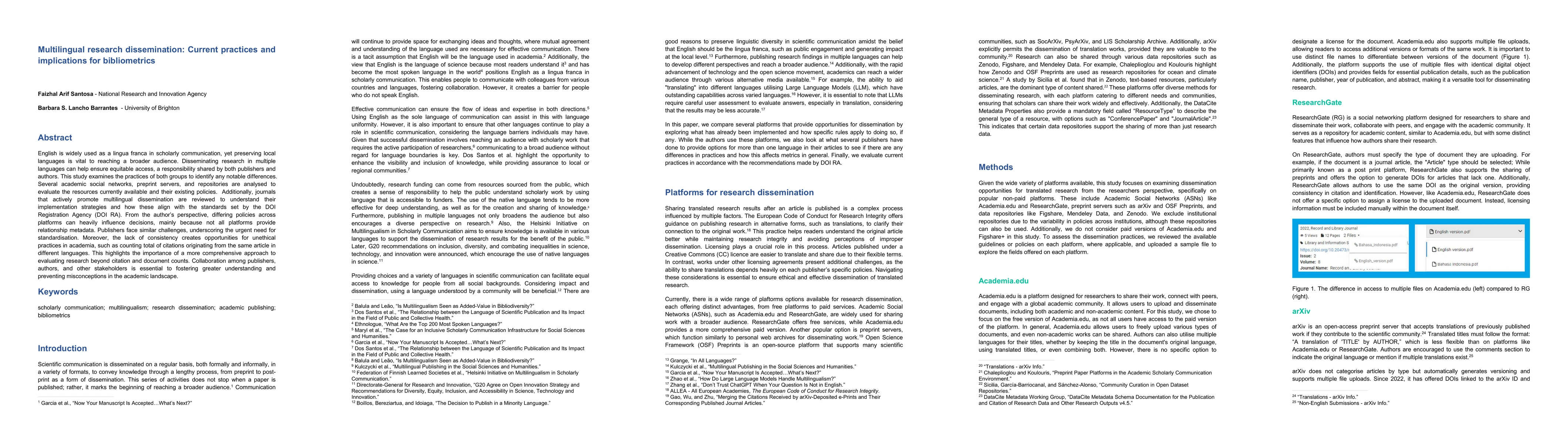 Thumbnail for Multilingual research dissemination: Current practices and implications
  for bibliometrics