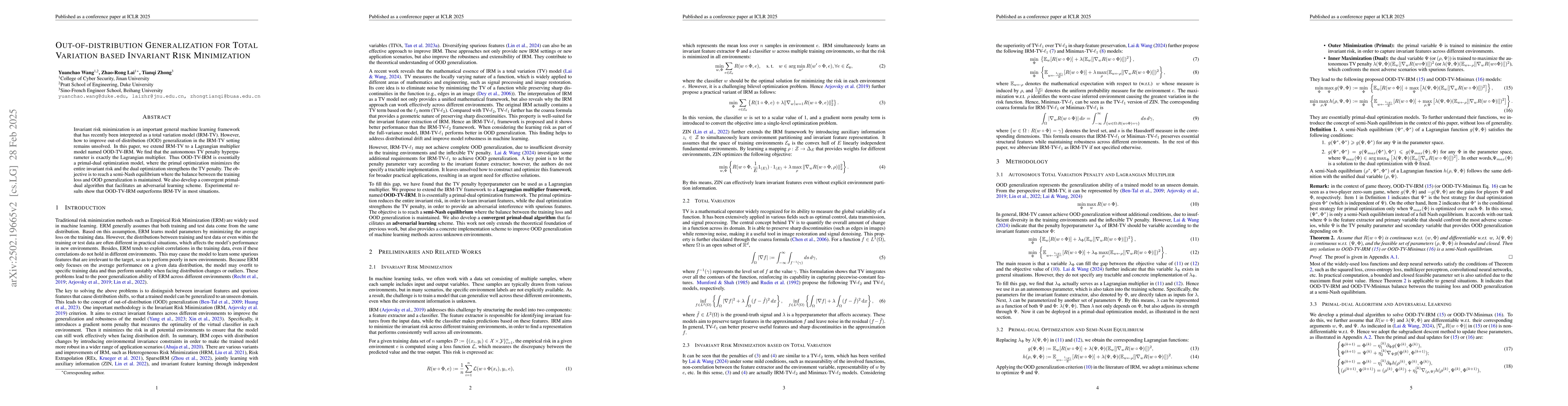 Thumbnail for Out-of-distribution Generalization for Total Variation based Invariant
  Risk Minimization