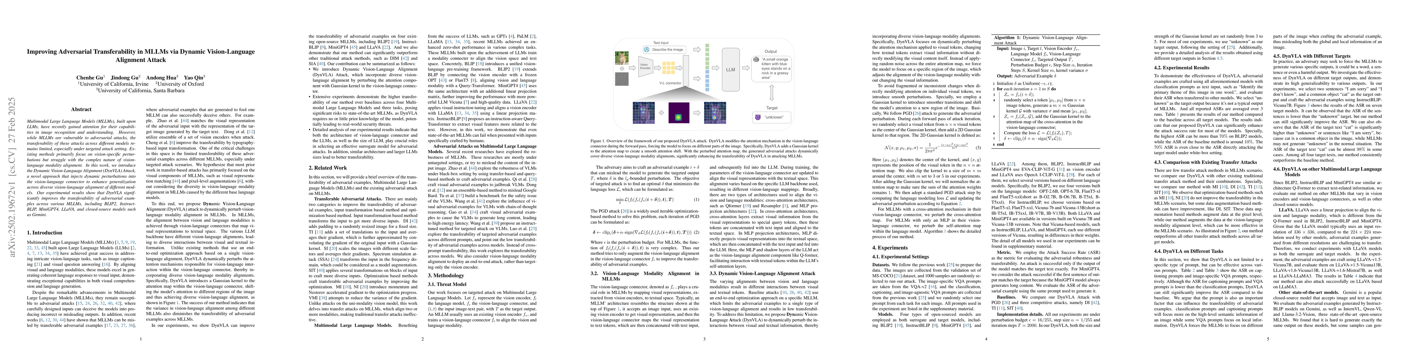 Thumbnail for Improving Adversarial Transferability in MLLMs via Dynamic
  Vision-Language Alignment Attack