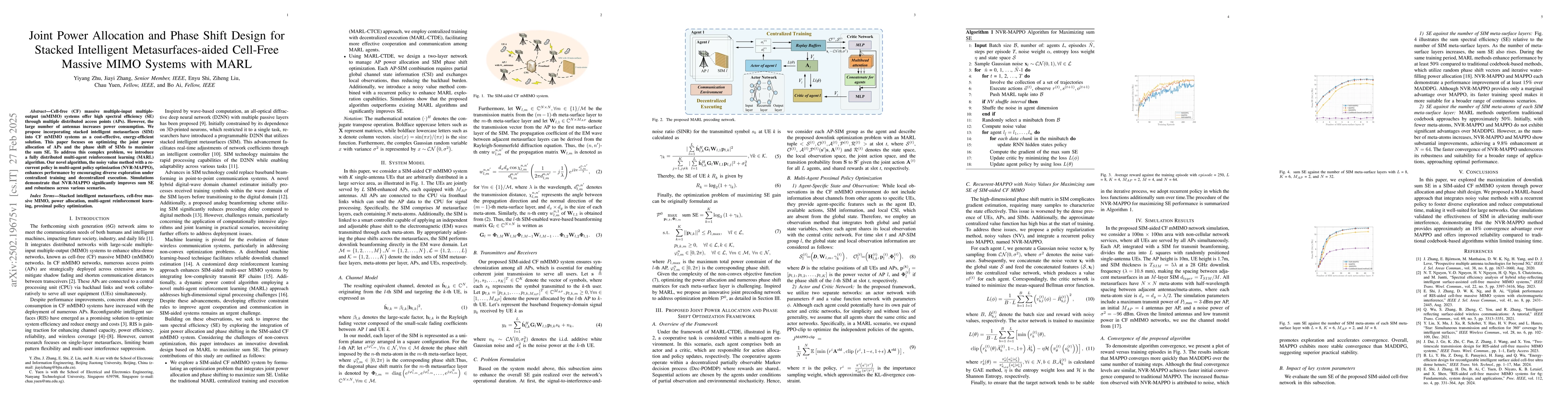 Thumbnail for Joint Power Allocation and Phase Shift Design for Stacked Intelligent
  Metasurfaces-aided Cell-Free Massive MIMO Systems with MARL