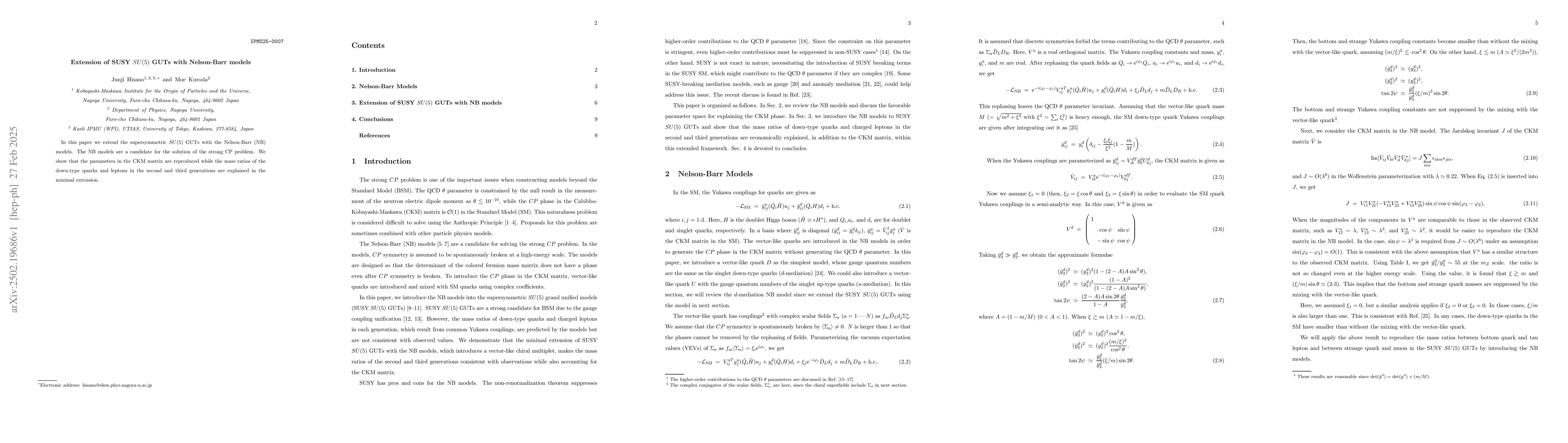 Thumbnail for Extension of SUSY SU(5) GUTs with Nelson-Barr models