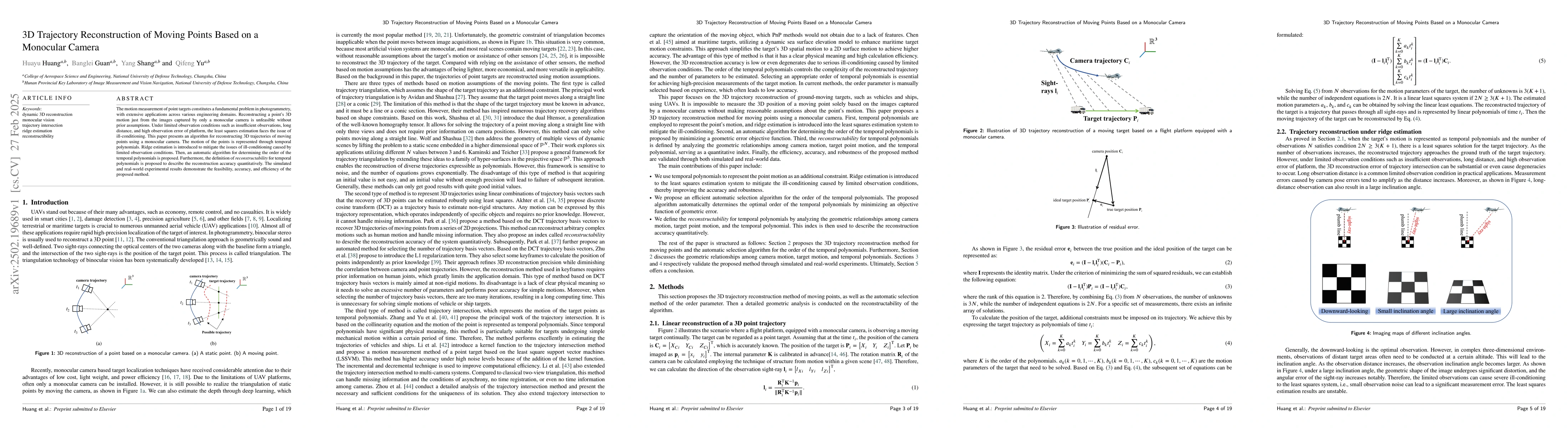 Thumbnail for 3D Trajectory Reconstruction of Moving Points Based on a Monocular
  Camera