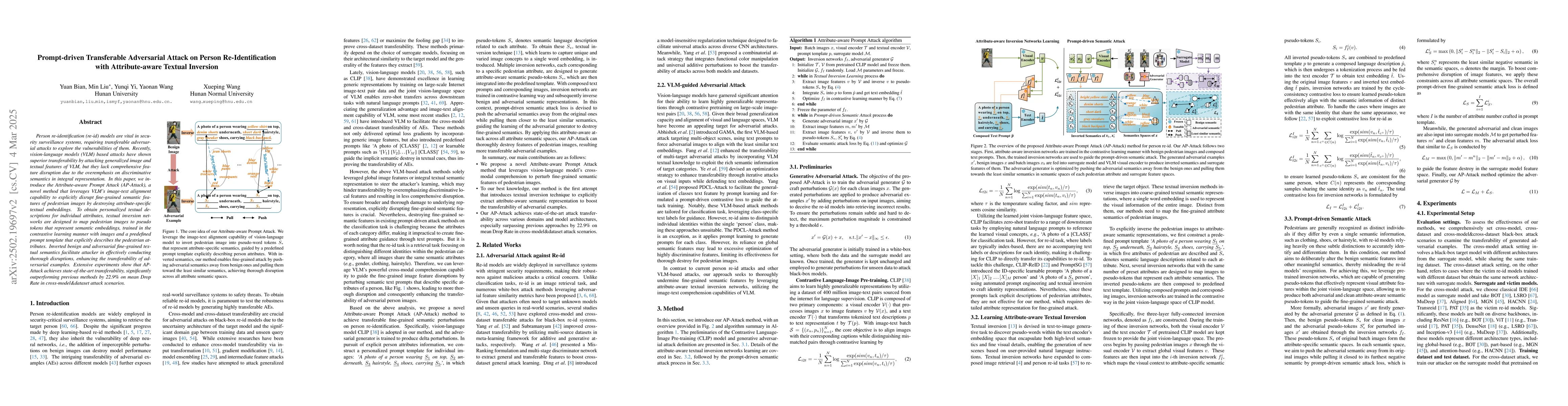 Thumbnail for Prompt-driven Transferable Adversarial Attack on Person
  Re-Identification with Attribute-aware Textual Inversion