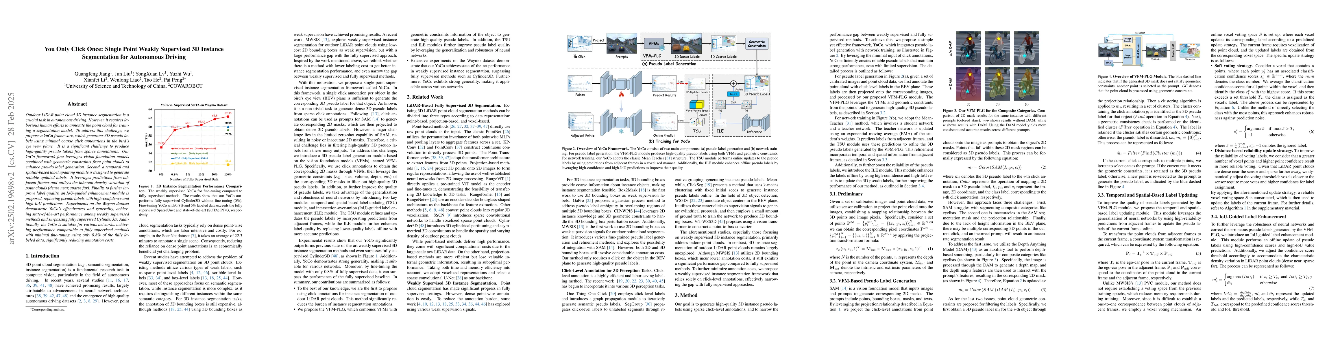 Thumbnail for You Only Click Once: Single Point Weakly Supervised 3D Instance
  Segmentation for Autonomous Driving