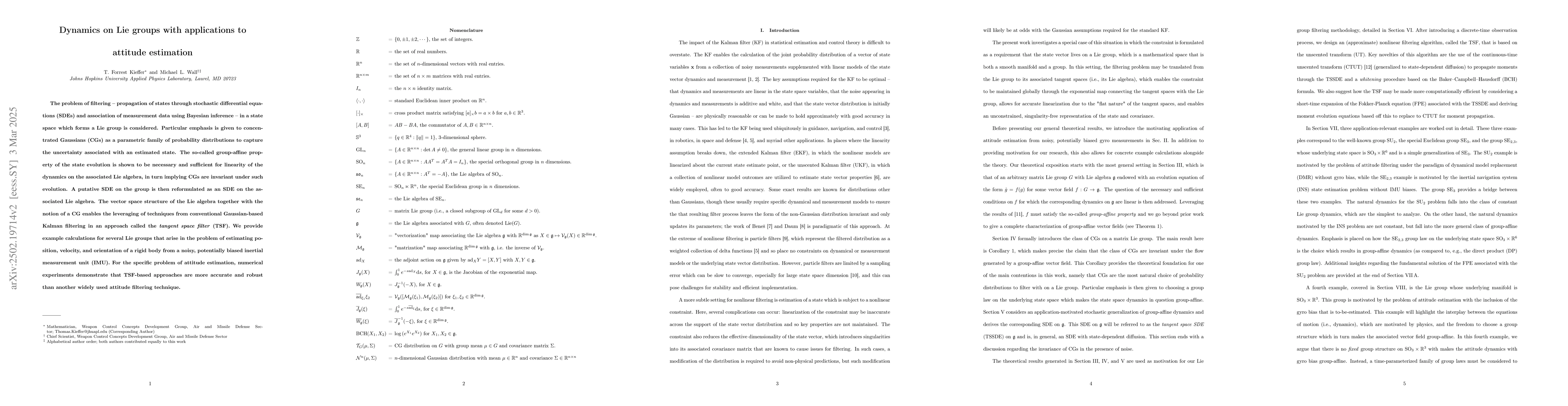 Thumbnail for Dynamics on Lie groups with applications to attitude estimation