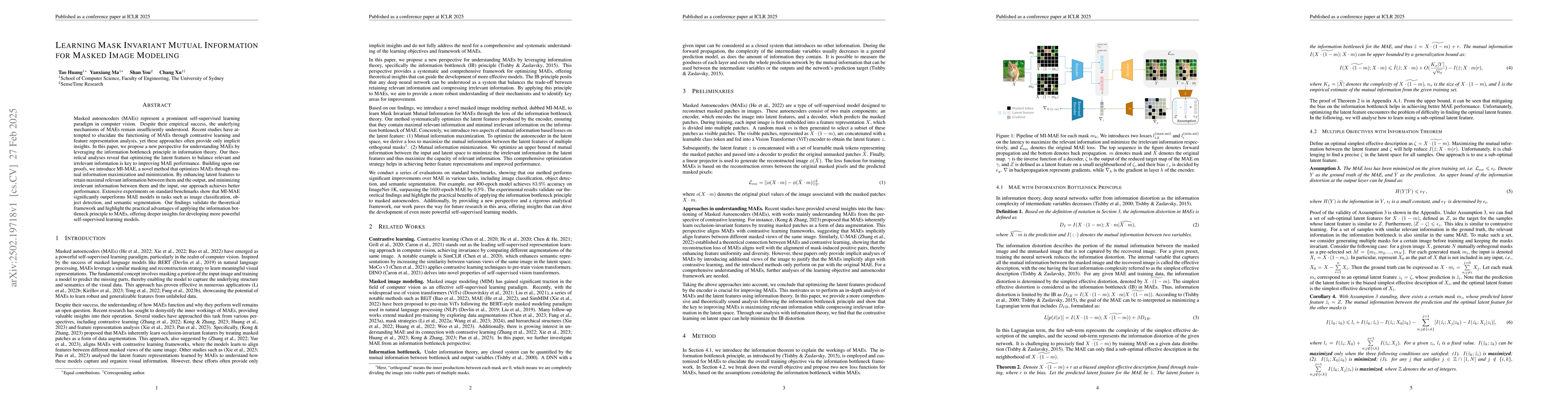 Thumbnail for Learning Mask Invariant Mutual Information for Masked Image Modeling