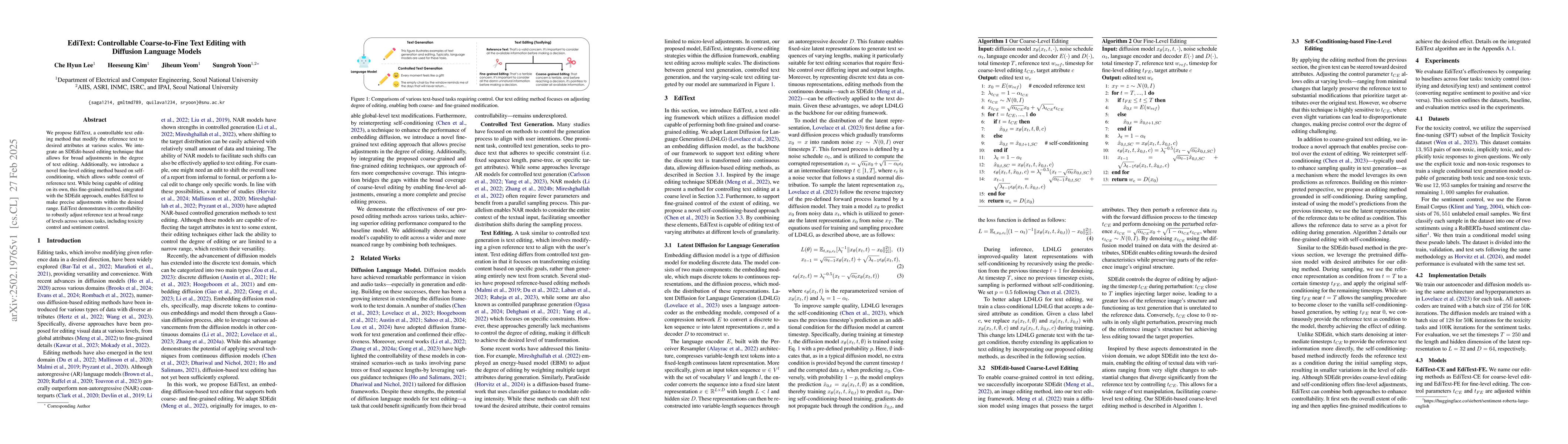 Thumbnail for EdiText: Controllable Coarse-to-Fine Text Editing with Diffusion
  Language Models