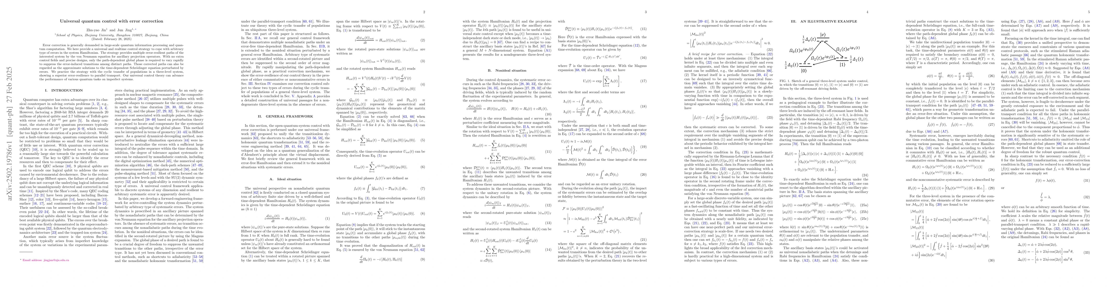 Thumbnail for Universal quantum control with error correction