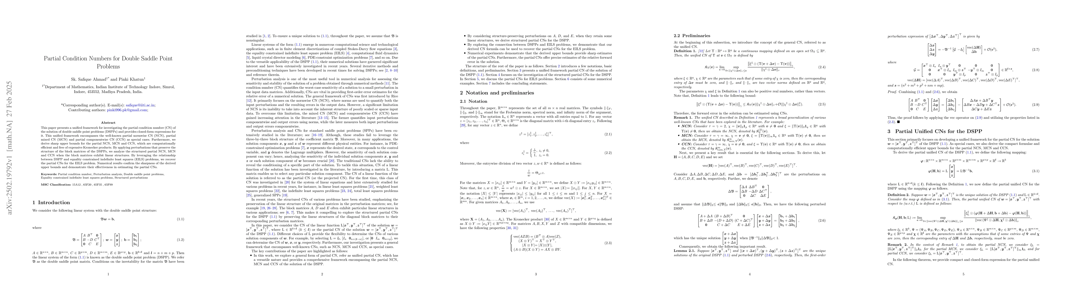 Thumbnail for Partial Condition Numbers for Double Saddle Point Problems