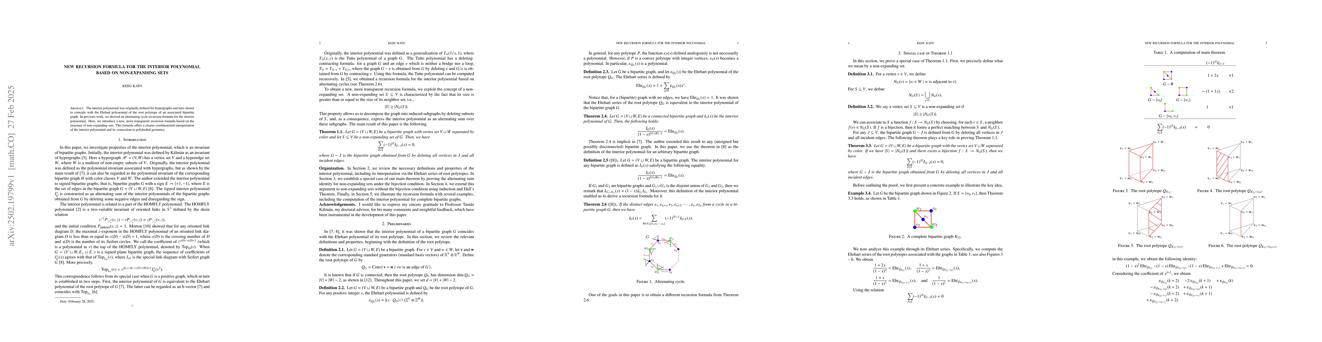 Thumbnail for New recursion formula for the interior polynomial based on non-expanding
  sets