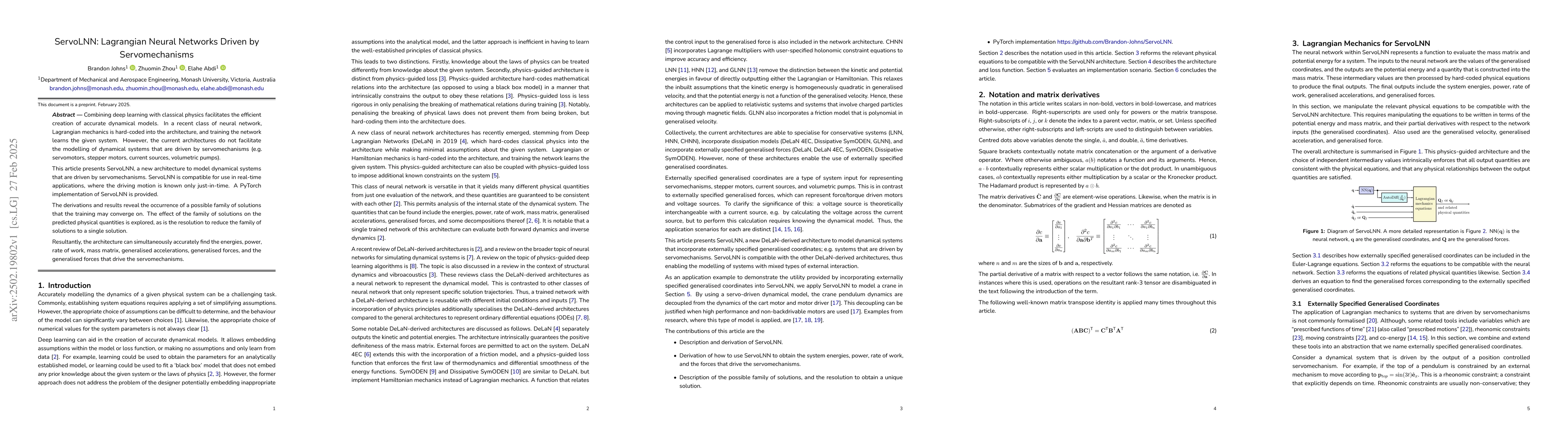 Thumbnail for ServoLNN: Lagrangian Neural Networks Driven by Servomechanisms