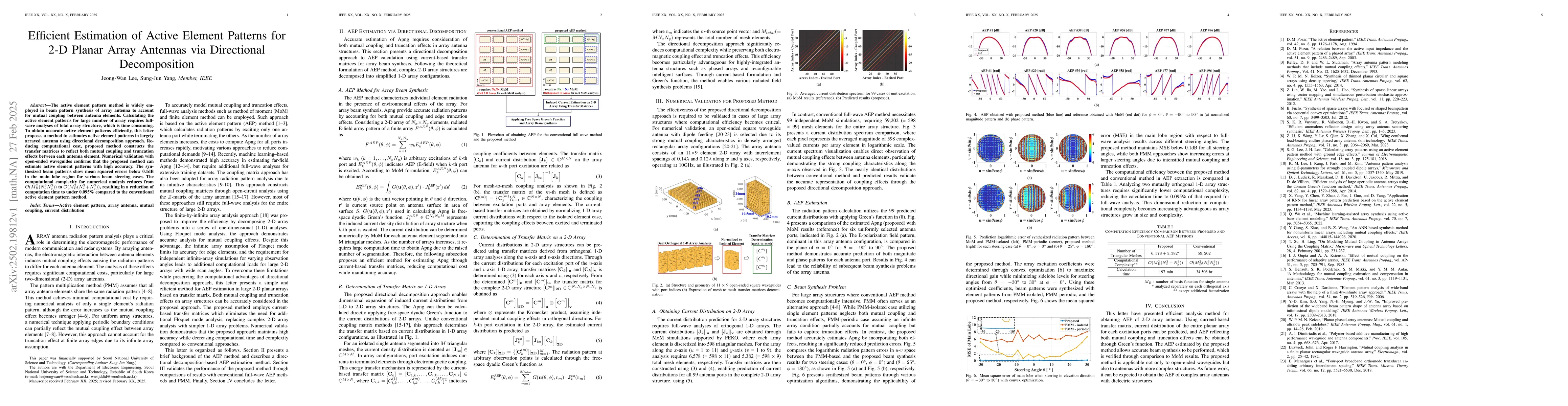 Thumbnail for Efficient Estimation of Active Element Patterns for 2-D Planar Array
  Antennas via Directional Decomposition