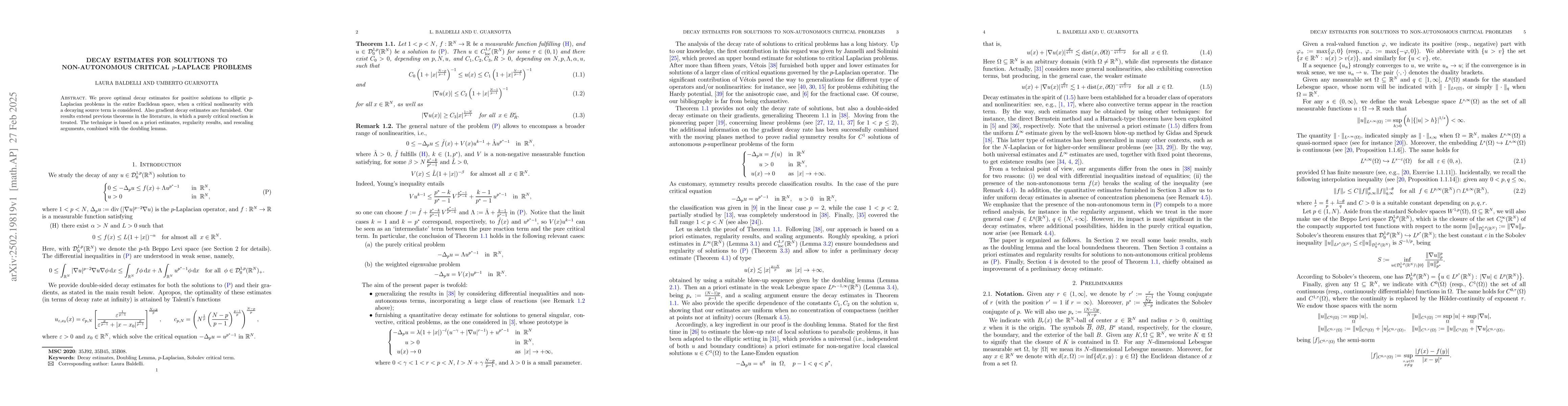 Thumbnail for Decay estimates for solutions to non-autonomous critical p-Laplace
  problems