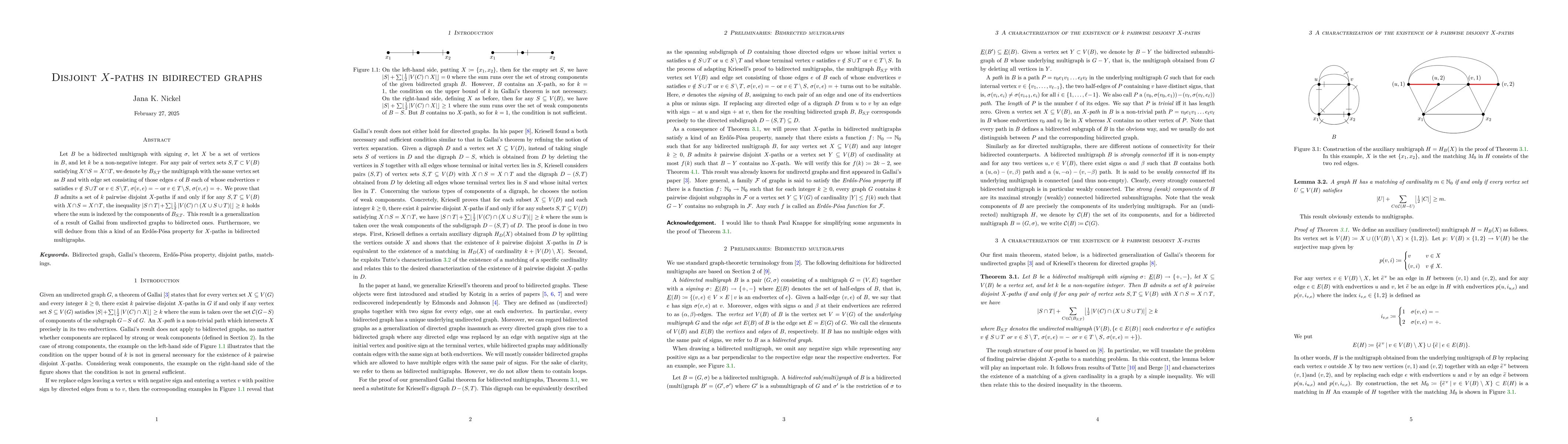 Thumbnail for Disjoint $X$-paths in bidirected graphs