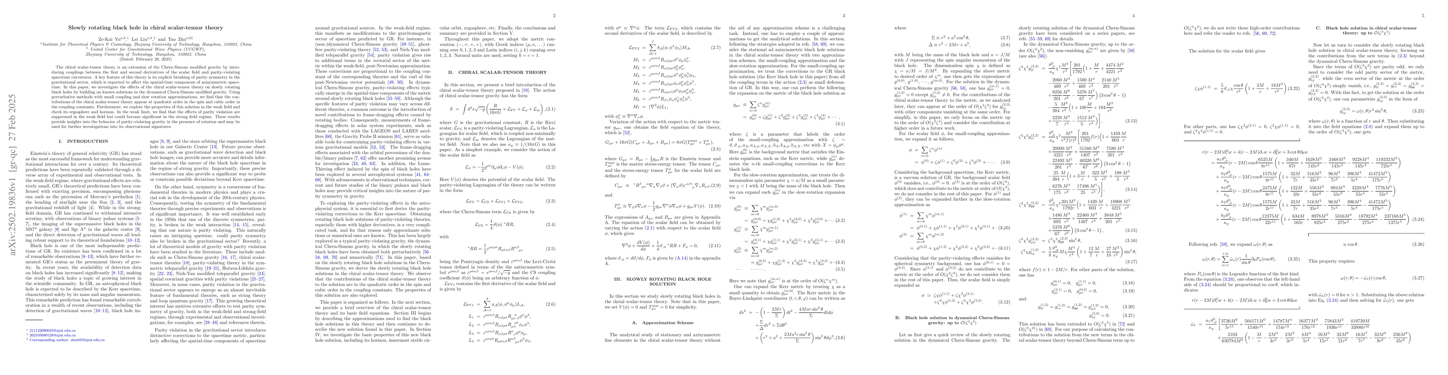Thumbnail for Slowly rotating black hole in chiral scalar-tensor theory