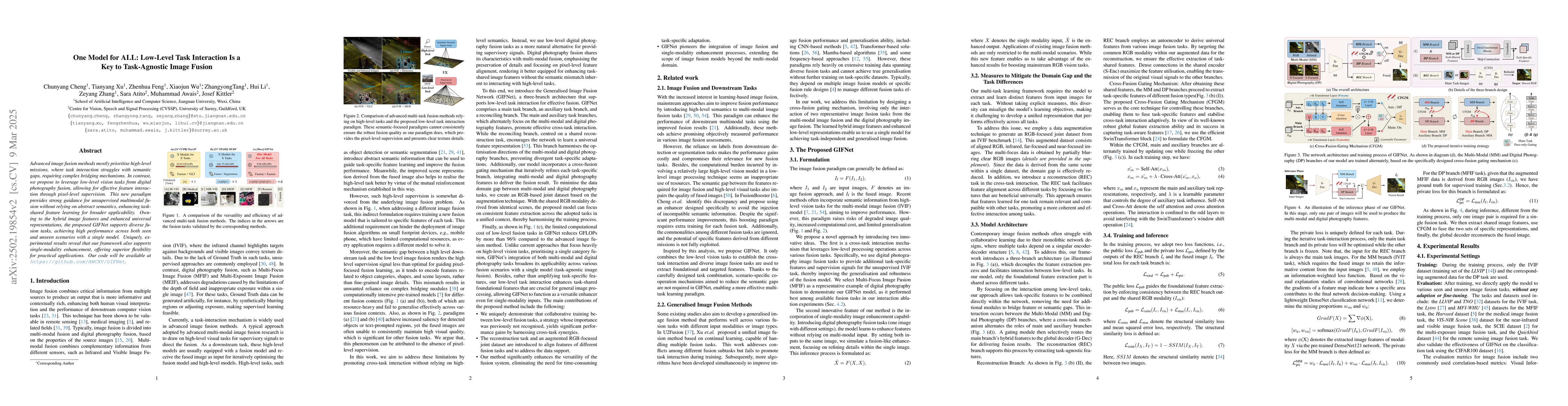 Thumbnail for One Model for ALL: Low-Level Task Interaction Is a Key to Task-Agnostic
  Image Fusion